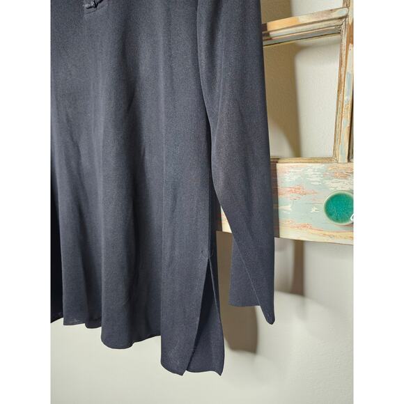 Vintage MIsook Long-Sleeve Pullover Black Tunic Side Vents Size Medium - Picture 9 of 9